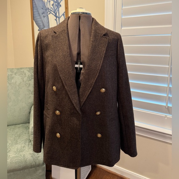 J. Crew Bristol Blazer in Chocolate Herringbone Wool - Picture 3 of 7